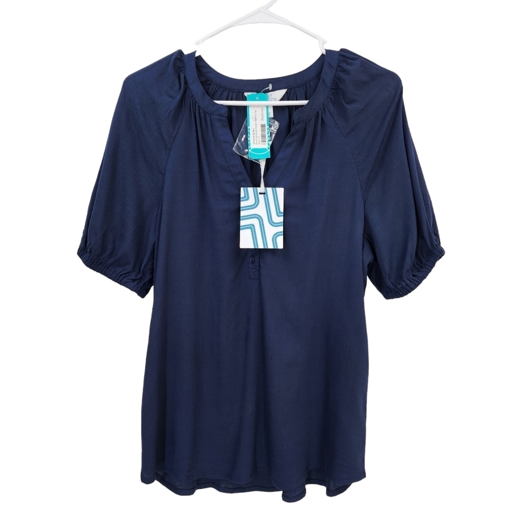 Market & Spruce Women's Rana Gathered Henley Popover Top - S